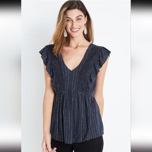 Maurices Metallic Flutter Sleeve Top